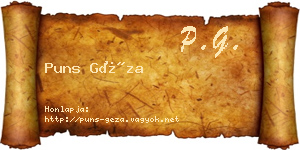 Puns Géza névjegykártya
